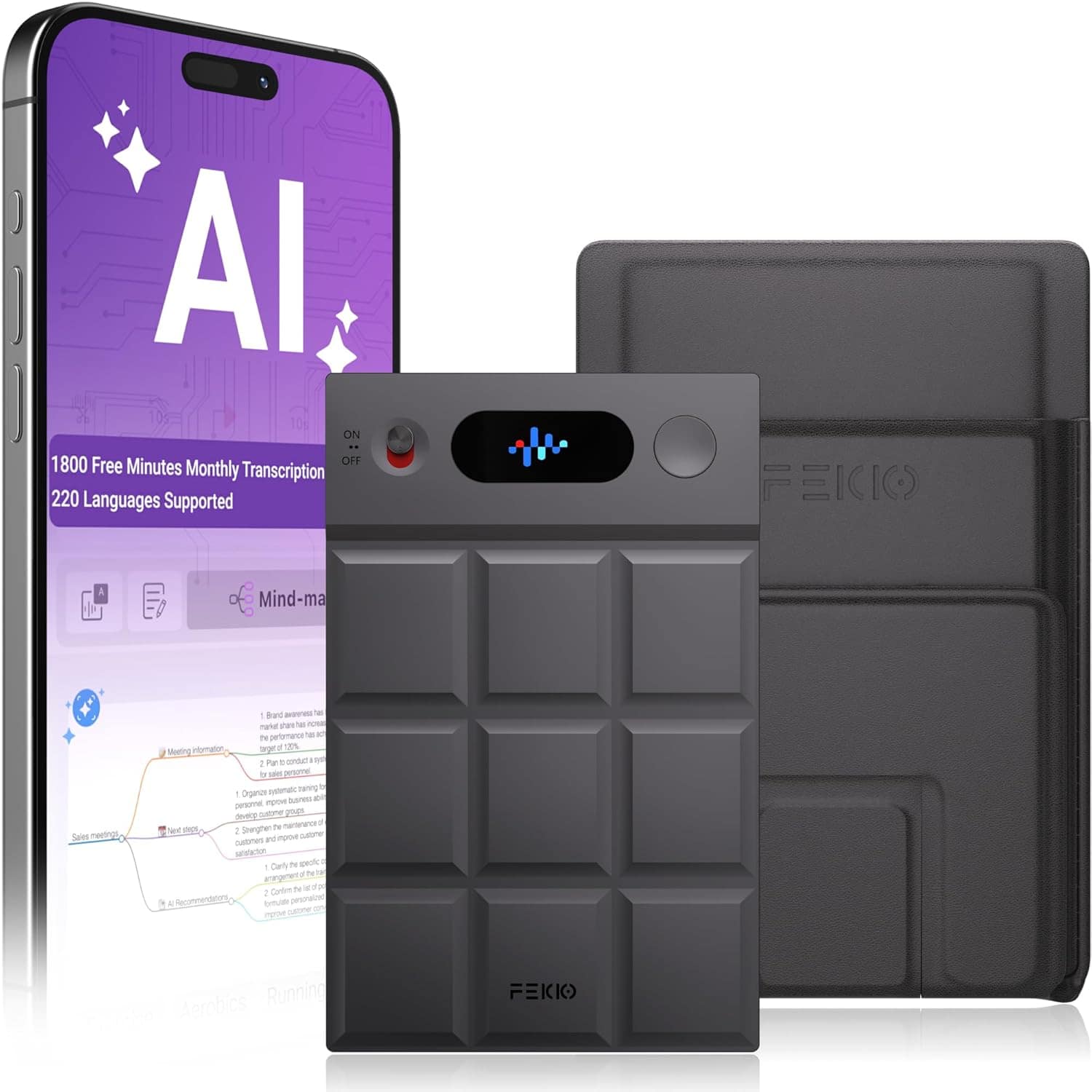 Plaud NotePin Voice Recorder, AI Voice Recorder, App Control, AI Notetaker, AI Transcribe & Summarize, Support 112 Languages, 64GB Memory, Audio Recorder for Lectures, Meetings, Cosmic Gray — AI Voice Recorder