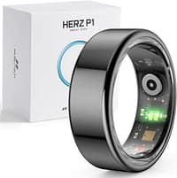 Herz P1 Smart Ring for Women & Men – 24/7 Health Metrics Fitness Ring, Tracks 20+ Biometrics, 6 Day Battery, Waterproof, iOS Android Compatible, Free APP, No Subscription (Black, 10, Black) — Smart Ring