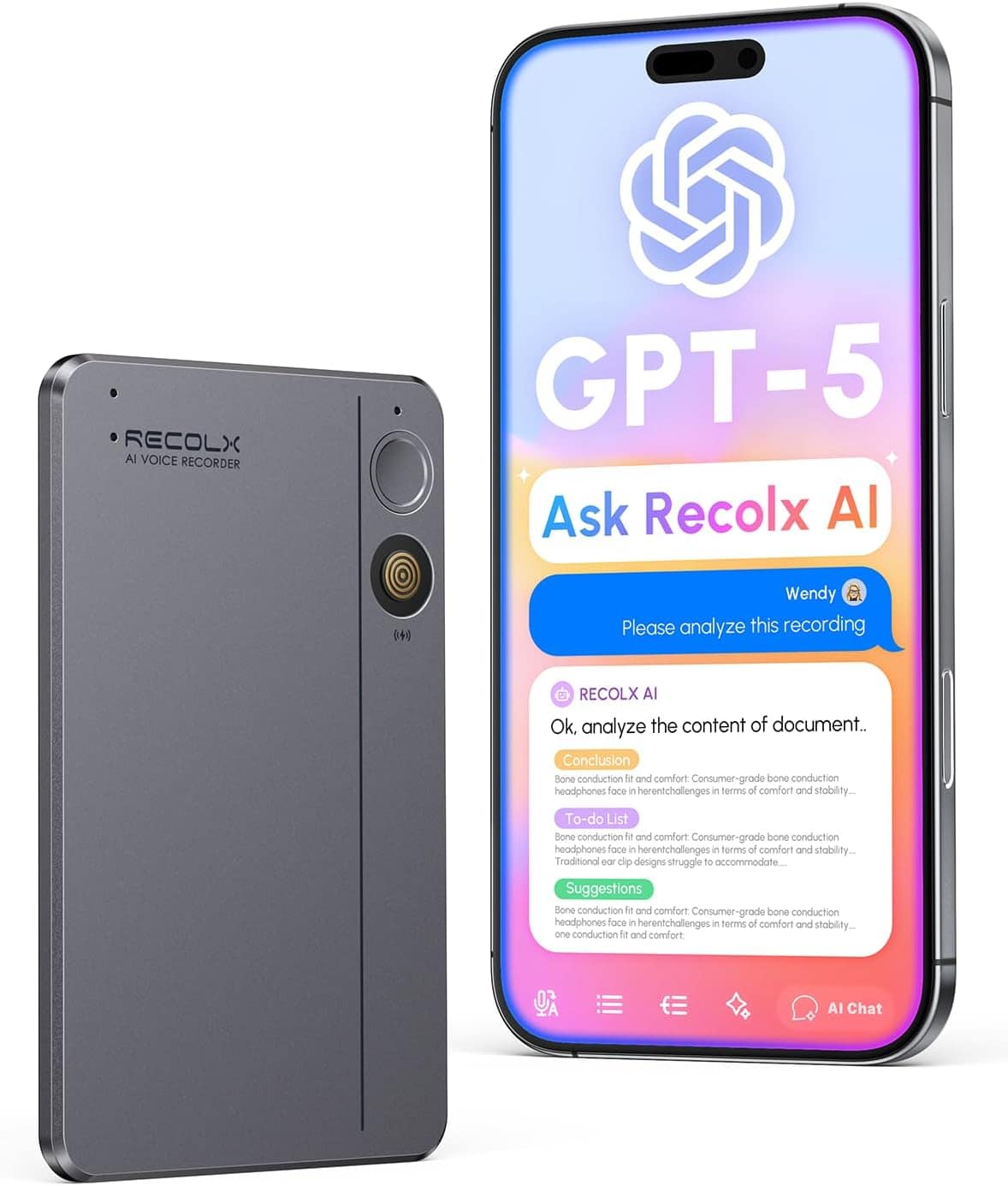 AI Voice Recorder, App Control, Transcribe & Summarize with 71 Pro Templates, Deep AI Analysis, Record Anytime Anywhere for Meetings, Work, Lectures, 112 Languages, Space Grey — Mini AI Recorder