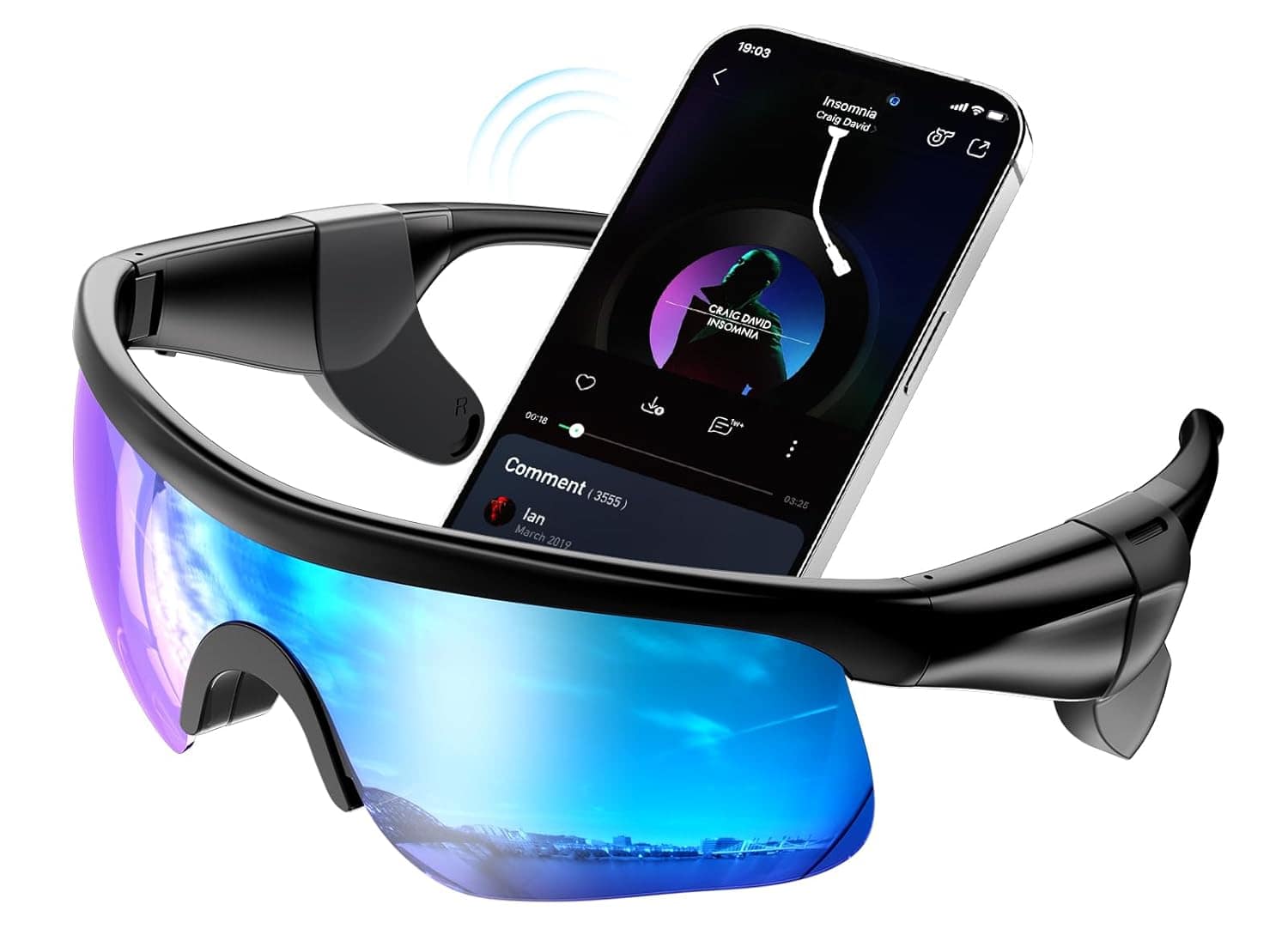 Audio Smart Bluetooth Sunglasses,Cycling Glasses Women & Men with Open Ear Speaker,High-Fidelity Sound and Voice Assistant,Polarized Running Sports Sunglasses（Blue — Budget Smart Glasses