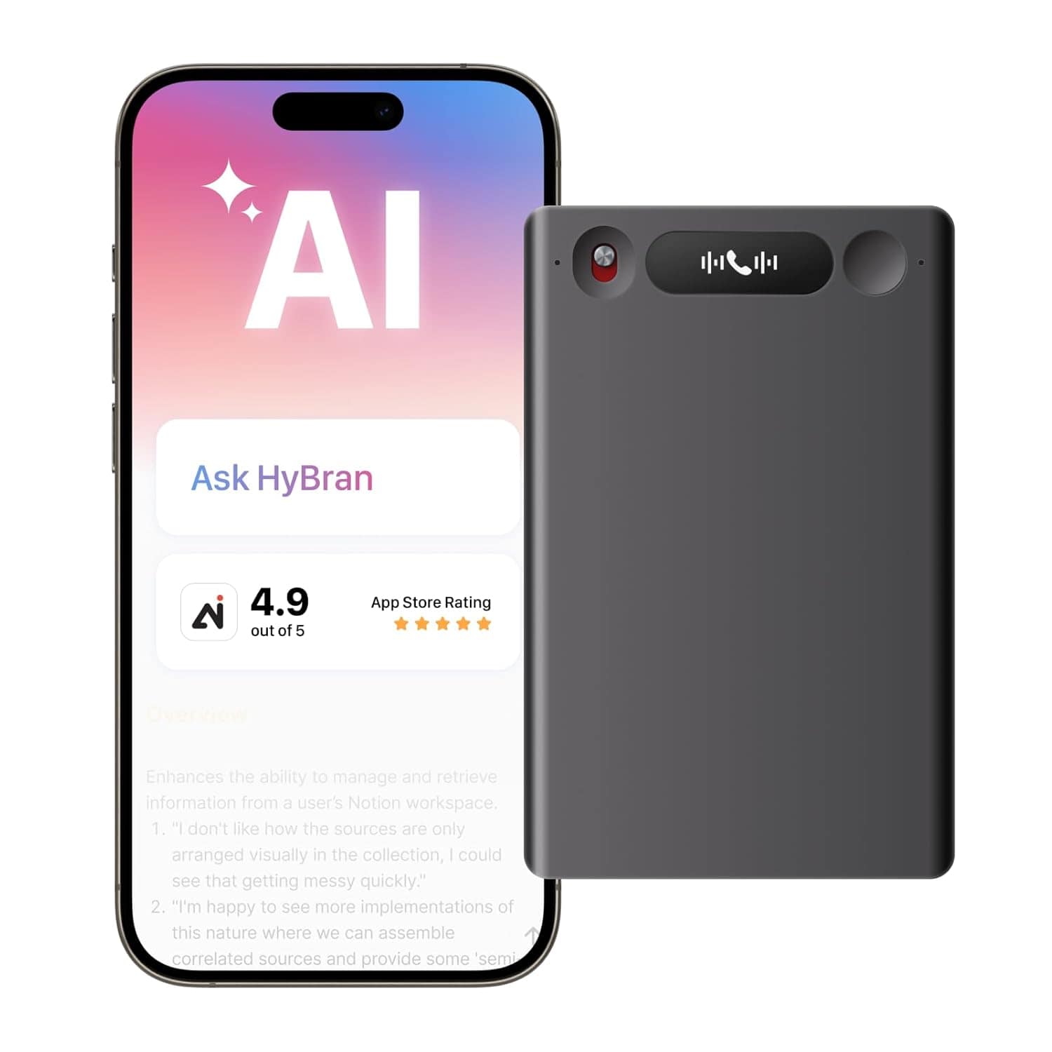 AI Voice Recorder, Smart Recorder with Case for Phone Calls & Meetings, Exclusive Companion App, AI Transcribe & Summarize — AI Note-Taker