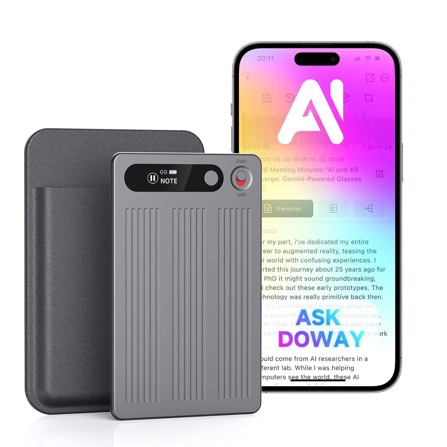 AI Voice Recorder, Note Voice Recorder with Transcribe＆Summarize, Al Noise Cancellation Technology, Two-Way Translation with APP, 80+ Languages, 64GB Memory, 120+ Templates Audio Recorder for Meeting — AI Note-Taker