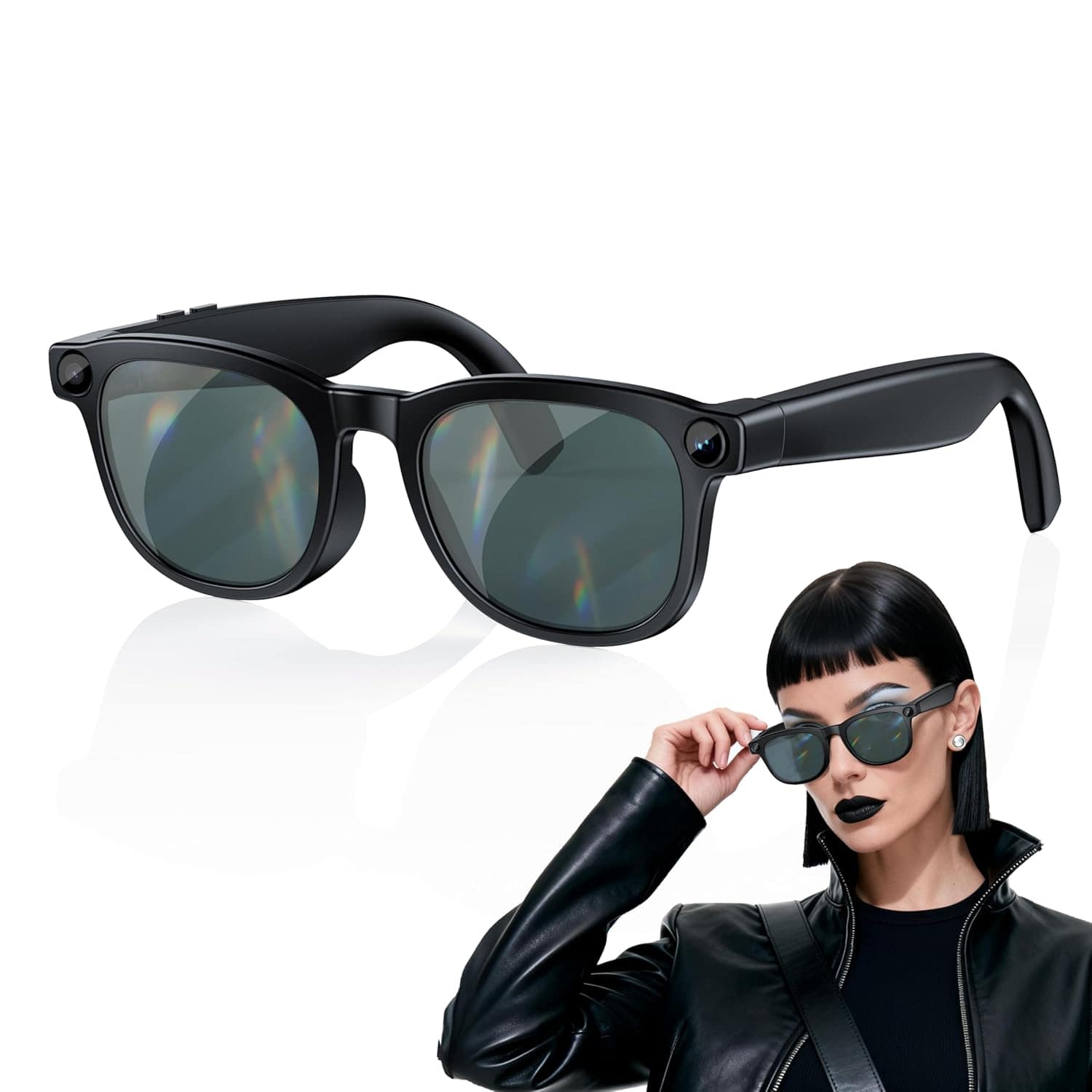 Latest AI Smart Glasses with 4K Camera – Hands-Free Video Recording, Open-Ear Audio & Wireless Connection for Vlog, Driving, Outdoor, Daily Life, Black — Budget Smart Glasses