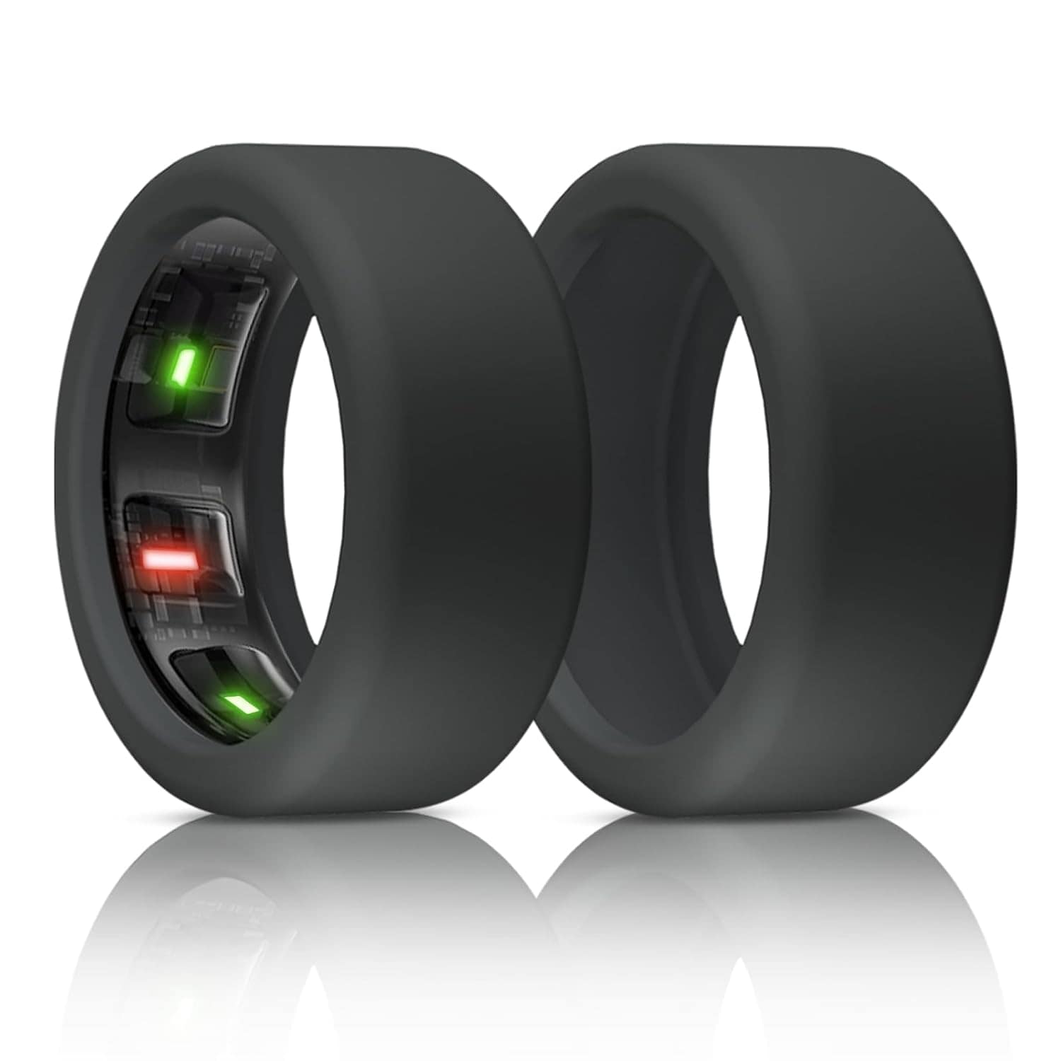 Silicone Ring Cover Compatible with Oura Ring Protector, Elastic Case for Oura Ring Gen 4/3 Working Out – Patent Protected (Black+Black, S for 678910) — Smart Ring