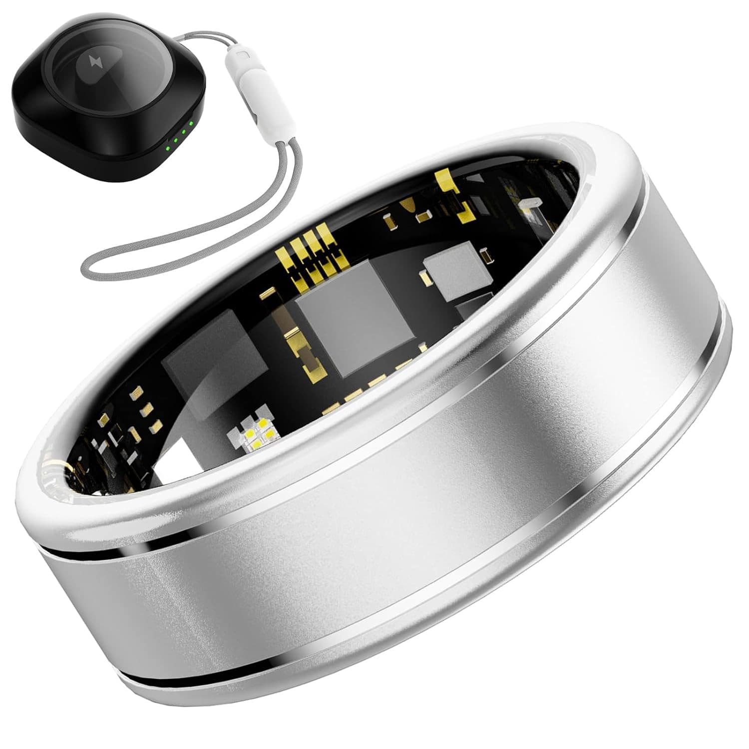 Smart Health Ring for Women Men, Fitness Tracker Ring with Heart Rate, SpO2, Blood Pressure, Sleep Monitoring, Step Counting, 5ATM Waterproof for iOS & Android, No Subscription Fee (Silver 9) — AI Smart Ring