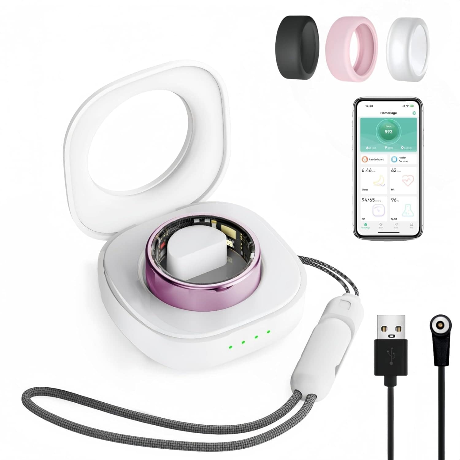 Smart Ring for Women Men, Health Fitness Tracker, IP68 Waterproof Rings, Sleep Ring with Charging Case and Ring Protector, Remote Photography, Family Care, No App Fees (Lavender Pink, 10#) — AI Smart Ring