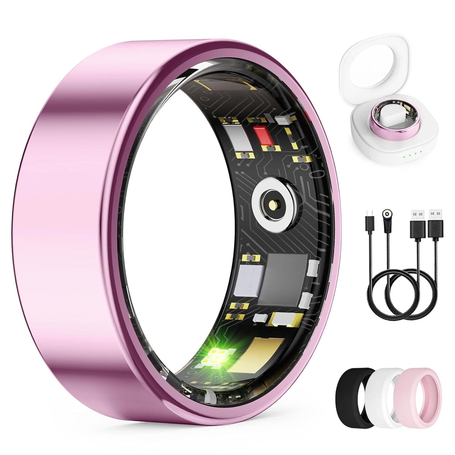 Smart Ring for Women & Men, Health Monitoring Ring with Heart Rate, Blood Oxygen,Blood Pressure, IP68 Waterproof Fitness Ring, Sleep Monitoring for iPhone and Android, No APP Fee (Lavender Pink, 6#) — Health Tracking Ring