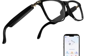 AI Translator Glasses, Bluetooth Sunglasses with 110+ Languages, Wireless AI-Powered Smart Glasses，Simultaneous Interpretation, 6H Battery Life, Anti-Blue Light & UV Protection (Transparent) — Budget Smart Glasses